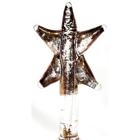 Small glass CHRISTMAS TREE 5.75"hi clear speckled with gold for mini ornaments - Picture 6 of 7